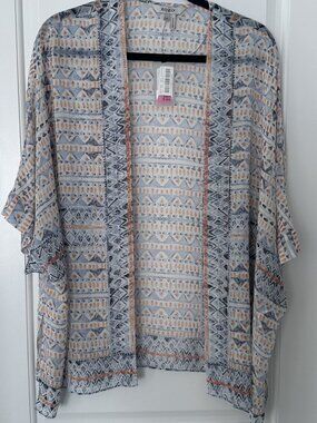ZOZO Open Front Cardigan M Multi Geometric Boho NWT